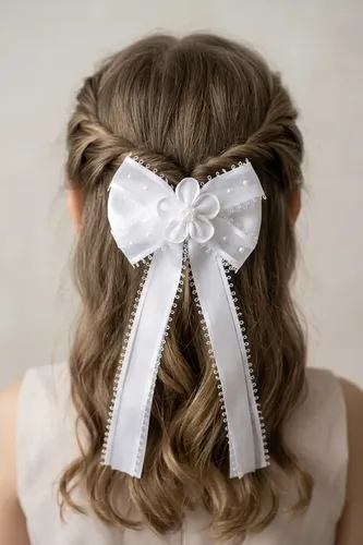 Moño Blanco Con Hebilla Comunión O Eventos