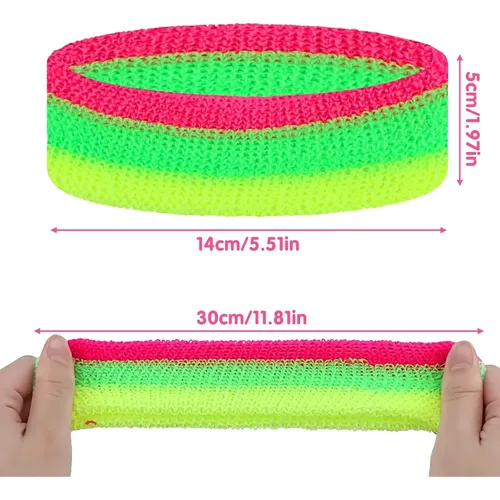 Set De Diadema Y Muñequeras Neón Retro 80s/90s Kicosy