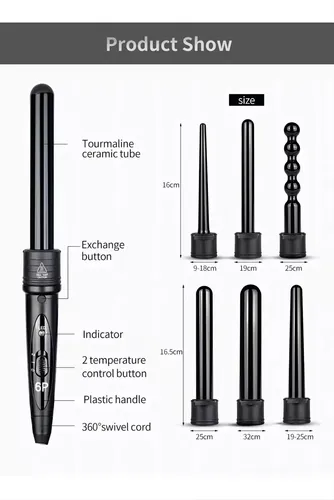 Rizadora De Cabello 6 En 1 Ferro Tenaza Plancha Cerámica