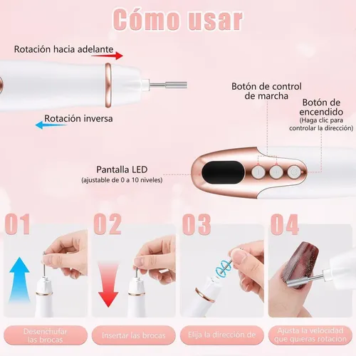 Torno Uñas Eléctrico Portátil Usb Recargable Lcd