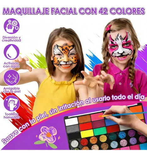 Kit Maquillaje Pintura Cara Pintacaritas Pintura Corporal Ac