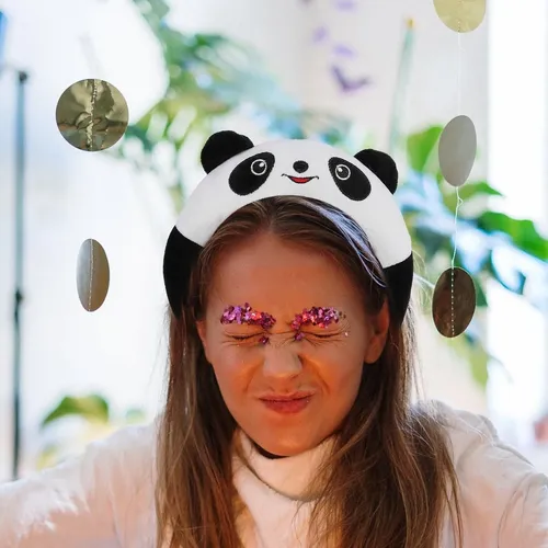 Diadema Pelo De Peluche Panda, Banda Cabello Niñas Y Mujeres