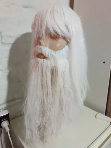 Peluca Blanca Y Barba Blanca Lacia By La Parti Wigs!