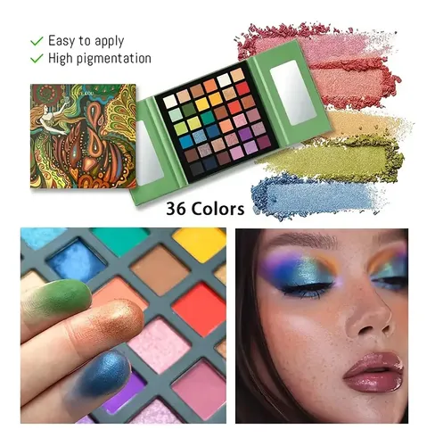 K’apeine Paleta Sombras 36 Colores Neon Mate Shimmer Glitter