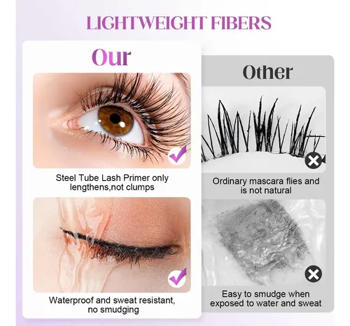 Washable Black Metal Wand Mascara, Waterproof Fiber Iron