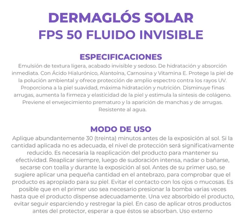 Dermaglos Solar F50 X50 Fluido Invisible