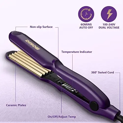 Crimpadora De Cabello De Hierro Dshow, Ondas Definidas Púrpura.