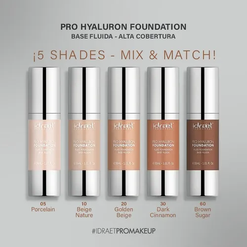 Base de maquillaje líquida Idraet Pro Hyaluron tono dark cinnamon 30 – 30mL 28.634g