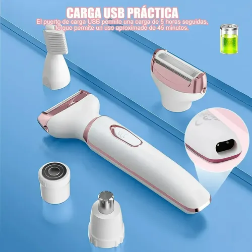 Y Depiladora Eléctrica Recargable 4 En 1 For Mujer, Con