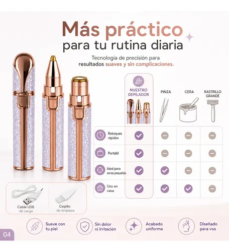 Depilador Cejas Facial Cuerpo 2 En 1 Usb Multifuncional