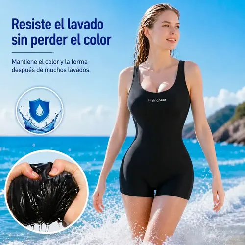 Traje De Baño Deportivo Mujer Natación Lycra Gorra Y Goggles