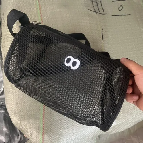 Bolsa De Maquillaje De Malla Con Cremallera, Bonita Negro