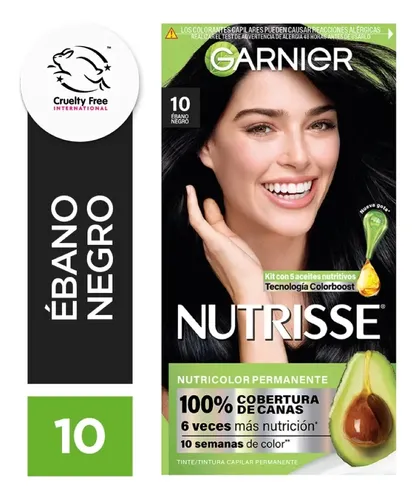 Kit De Tintura Permanente Nutrisse De Garnier Tono Tono 10 Ebano Negro