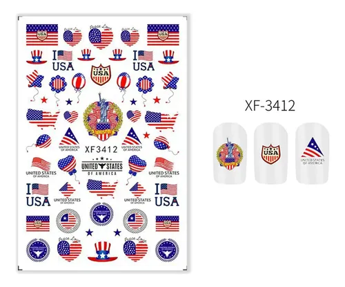 2 Nuevas Pegatinas De Arte De Uñas Con Bandera Americana