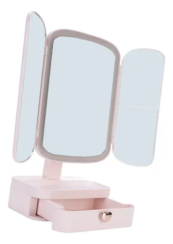 Espejo De Maquillaje Iluminado De 3 Pliegues, Color Organiza