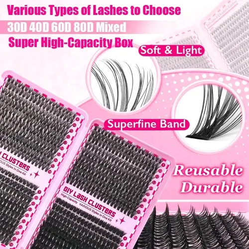 Kit De Extensiones De Pestañas Con Removedor De Adhesivo Negro