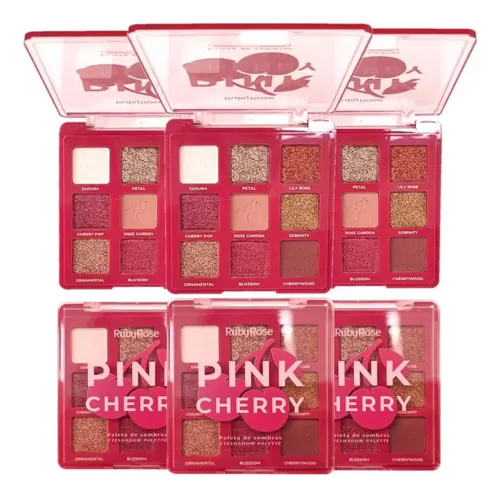 Paleta 9 Sombras Matte Satinadas Pink Cherry Ruby Rose Cereza Rosa