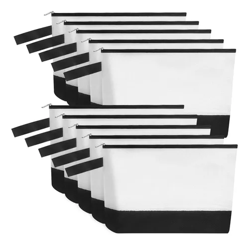 Bolsa De Maquillaje Sinzip De Lona De Algodón, 10 Piezas, Bl