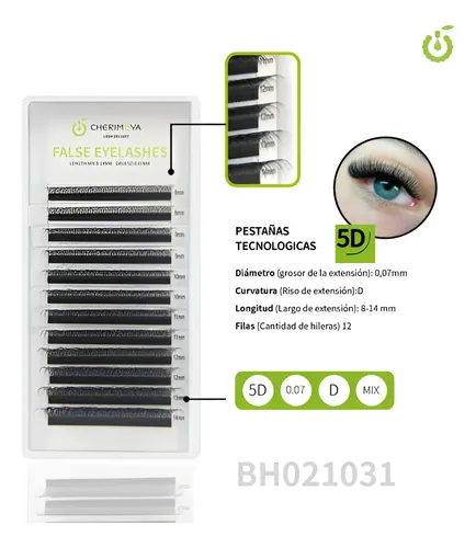 Pestañas Tecnológicas 5D Mix 8-14mm Cherimoya Negro Curvatura D 0.07mm Hipoalergénicas