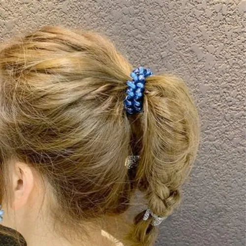 Cintas De Pelo En Espiral Zhoumeiwensp De Plástico Mate Azul