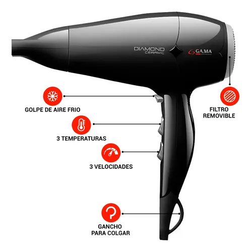 Secador De Pelo Ga.ma Italy Diamond Ceramic Negro