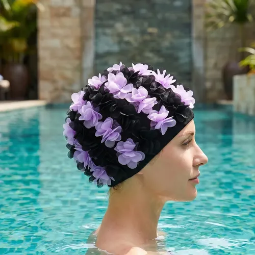 Gorro De Baño Floral Para Mujer, Moderno Turbante Retro Para