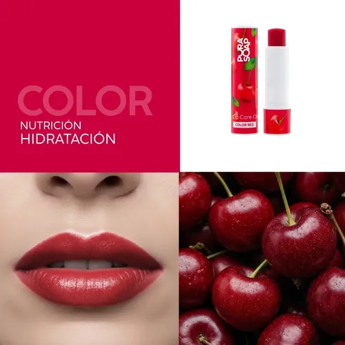 Balsamo Labial Hidratante color Rojo Cherry Pura Soap