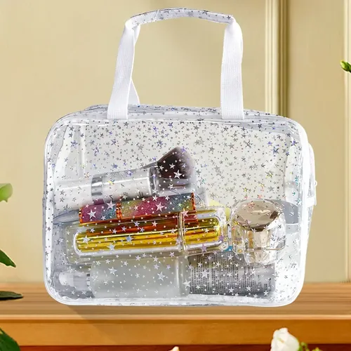 – Bolsa Maquillaje Transparente Impermeable Estrellas Cc