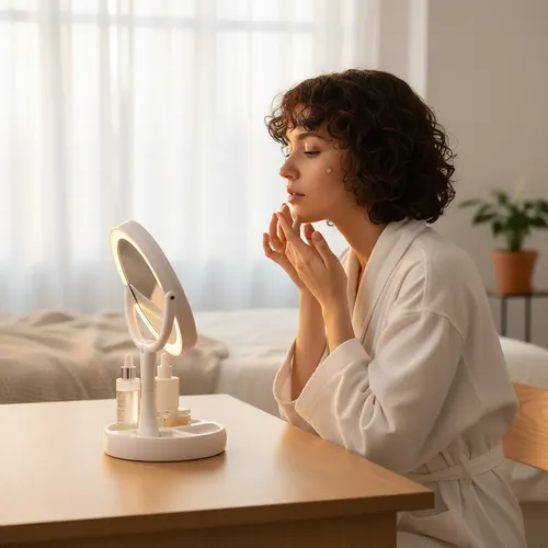 Espejo Portatil Con Luz Led Regulable Altura Y Recargable.