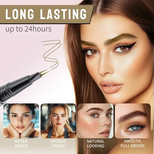 Lápiz De Cejas Microblading 2 En 1 Resistente Al Agua Marrón
