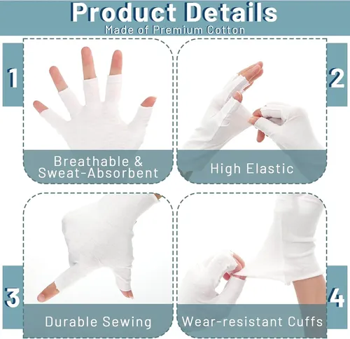 Guantes Sin Dedos Blancos De Algodón Para Manos Secas