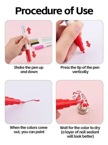 Set 6 Colores Para Arte En Uñas 3d Con Pincel Y Puntero