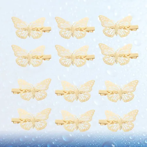 Broches Pelo Con Purpurina 12 Uds. Mariposa Tks