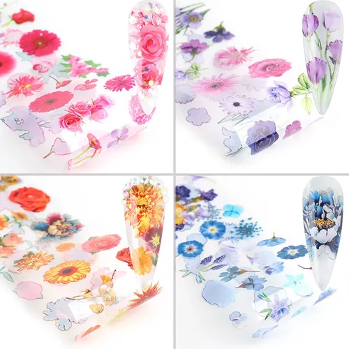 Adhesivos De Aluminio Para Uñas Onsdag Con Flores Holográfic