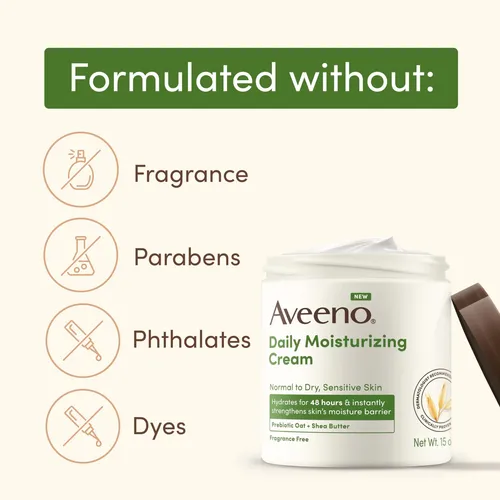 Crema Hidratante Diaria Aveeno, 20 Onzas, Para Cuerpo Y Rostro