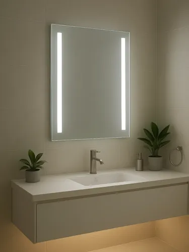 Espejo Rectangular Vertical Luz Led 50x70cm Boton Touch Baño