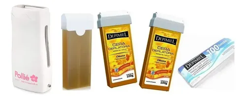 Depiladora Roll On + 3 Cartuchos Cera + 110 Bandas Depimiel