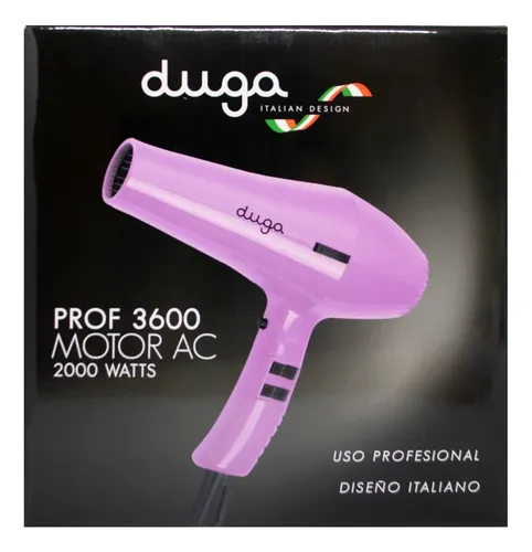 Duga Secador De Pelo Profesional 3600 Violeta 2000w 2 Vel