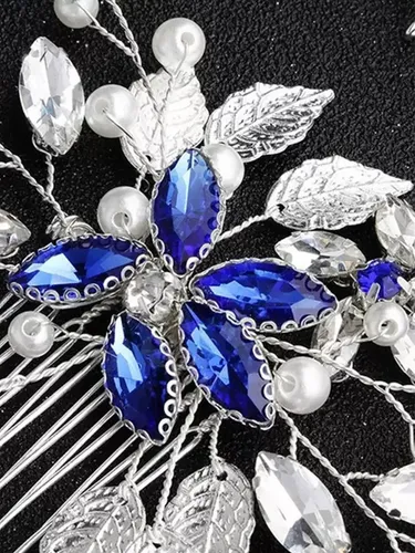 Peineta De Boda Con Cristales Azules Accesorios Para Cabello