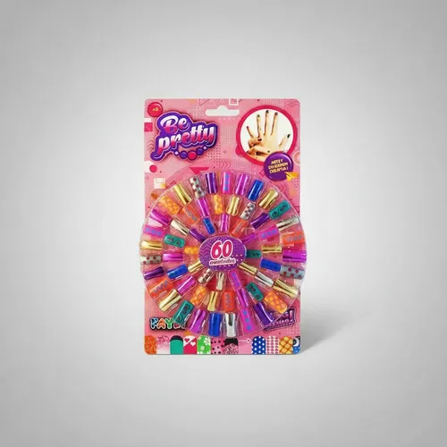 Kit De Uñas Postiza X 60 Para Niñas Infantil Mundo Clg D3455