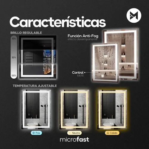 Espejo touch Rectangular (Incluye: Con luz)