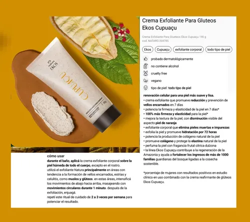 Crema Exfoliante Para Gluteos Cupuacu Ekos Natura Vegano