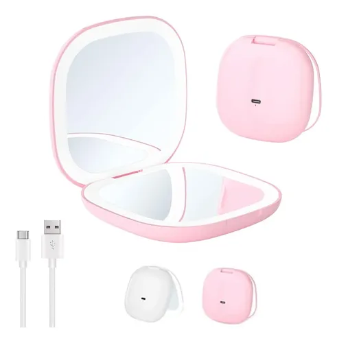 Cxre Espejo De Maquillaje Led Portátil 1x/3x Rosa Ce