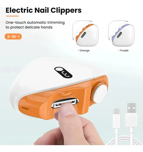 Cortaúñas Eléctrico Portátil Con Display Digital Naranja