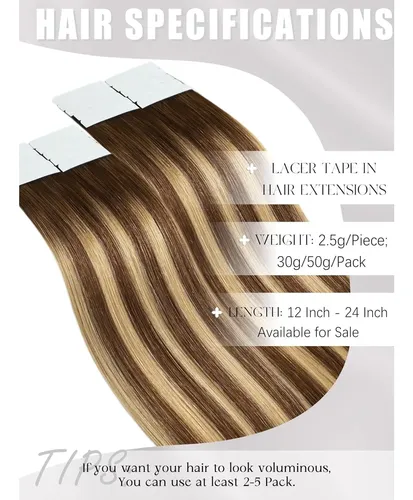 Extensiones De Cabello Lacer Hair 16” R4/4-27 Con Cinta