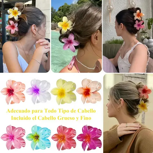 8 Pinzas De Flores Hawaianas Para Accesorios Estilo Resort D