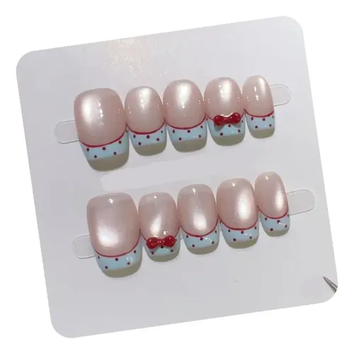 Alta Calidad Parche De Uñas Con Lazo De Lunares Dulces