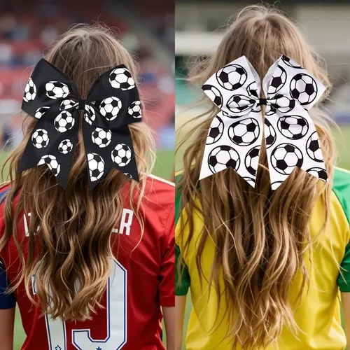 2 Cintas Para El Pelo Con Lazo De Fútbol Para Niñas