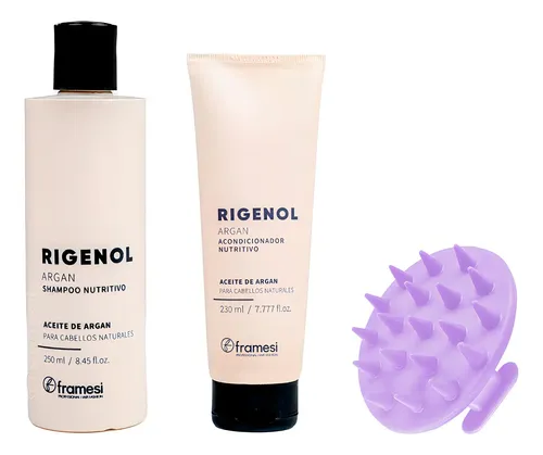 Kit Rigenol Argán Shampoo + Acond. + Masajeador Framesi