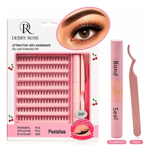 Kit Extensiones Pestañas Postiza Cluster Virales Tiktok Color Negro Ruby Largo 1.6 Cm Tipo De Curvatura C/d